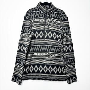 Smartwool Hudson Trail Fleece 1/2 Zip Sweater in Black Fairisle Size Large